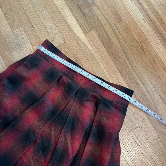 Free People Short Red and Black Plaid Pleated Mini Skirt - Picture 5 of 6